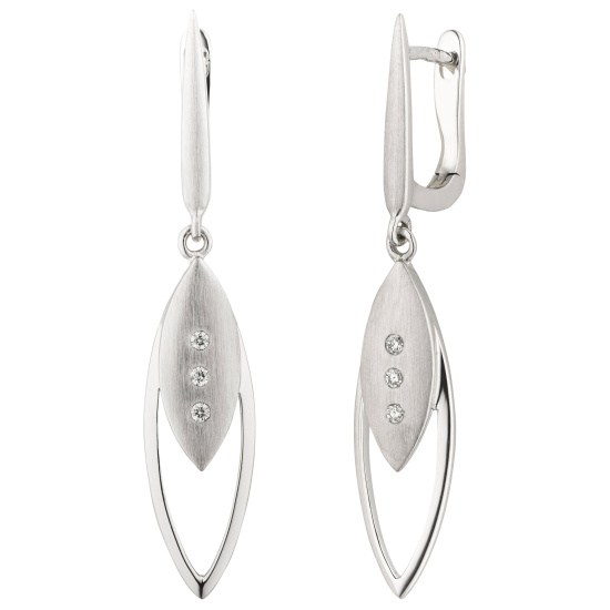 Ohrhänger 585 Gold Weißgold matt 6 Diamanten Brillanten Ohrringe Boutons