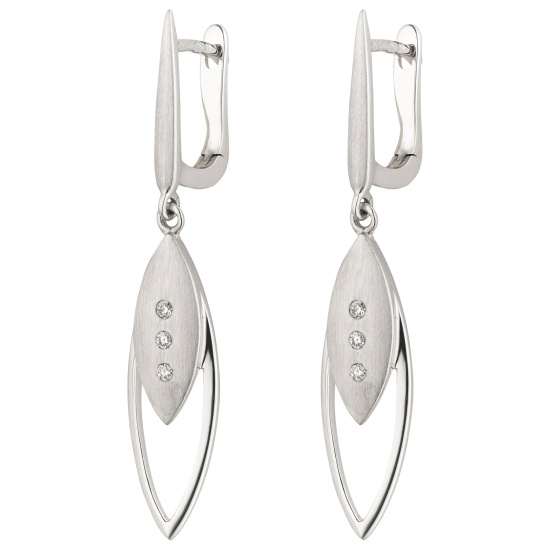 Ohrhänger 585 Gold Weißgold matt 6 Diamanten Brillanten Ohrringe Boutons