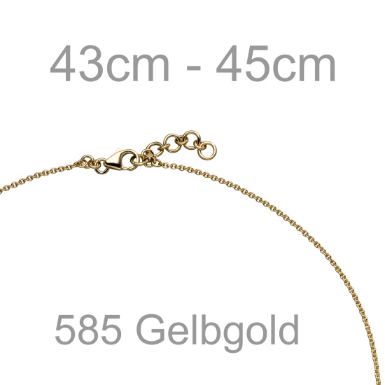 Collier Kette mit Anhänger 585 Gold Hämatit Gelbgold 19 Diamanten 45 cm