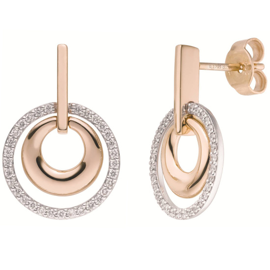 Ohrhänger 585 Gold Weißgold Rotgold bicolor 62 Diamanten Brillanten
