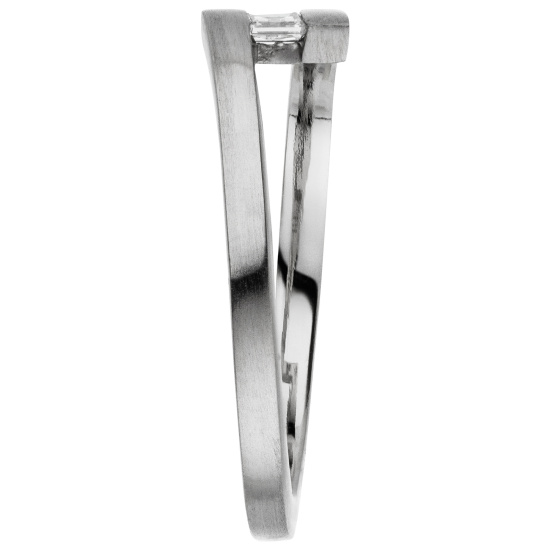 Damen Ring 950 Platin matt 1 Diamant im Caree-Schliff