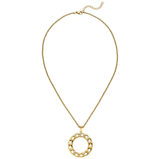 Collier Kette mit Anhänger Edelstahl goldfarben beschichtet 46 cm