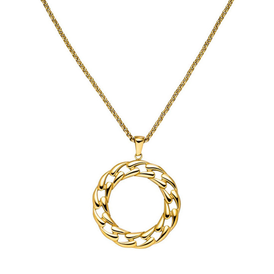 Collier Kette mit Anhänger Edelstahl goldfarben beschichtet 46 cm