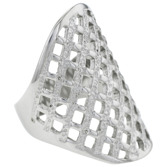 Damen Ring Edelstahl breit mit Gitter-Struktur