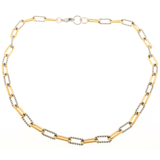 Collier Halskette Edelstahl bicolor beschichtet 47 cm