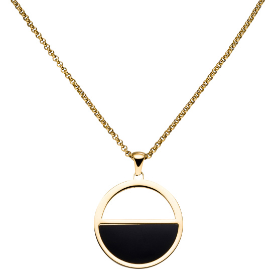 Collier Halskette mit Anhänger Edelstahl gelbgoldfarben beschichtet 45,5 cm
