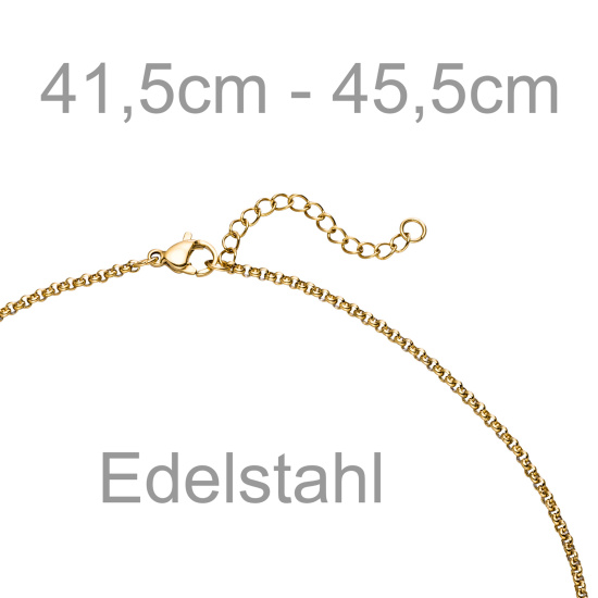 Collier Halskette mit Anhänger Edelstahl gelbgoldfarben beschichtet 45,5 cm