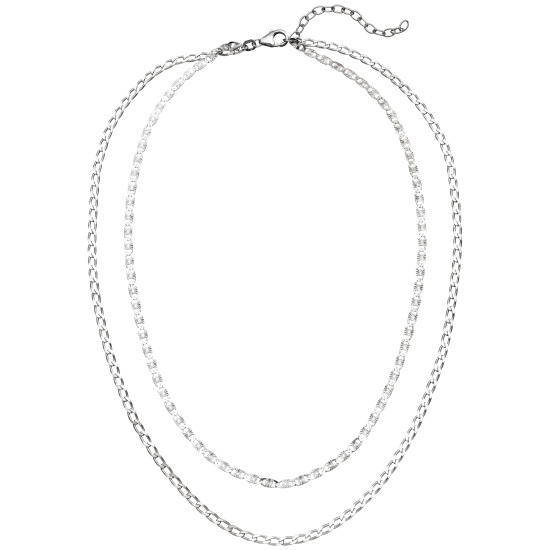Collier Halskette 2-reihig 925 Sterling Silber 45 cm
