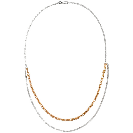 Collier Halskette 925 Sterling Silber bicolor vergoldet 45 cm