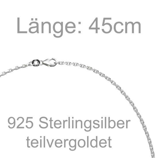 Collier Halskette 925 Sterling Silber bicolor vergoldet 45 cm