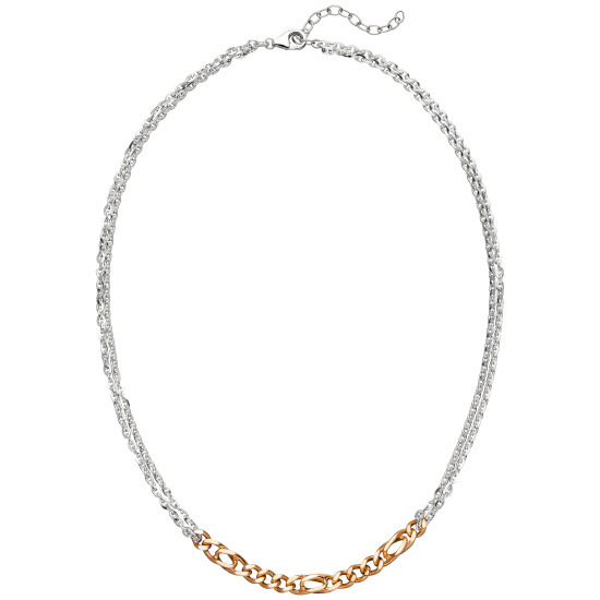 Collier Halskette 925 Sterling Silber bicolor vergoldet 47 cm