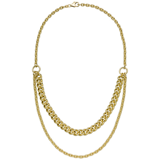 Collier Halskette 2-reihig 925 Sterling Silber vergoldet 45 cm