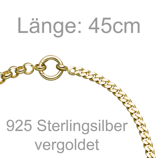 Collier Halskette 925 Sterling Silber vergoldet 45 cm