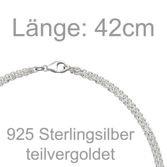 Collier Halskette 925 Sterling Silber bicolor vergoldet 42 cm