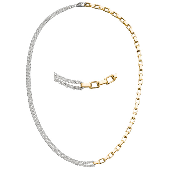 Collier Halskette 925 Sterling Silber bicolor vergoldet 41 cm