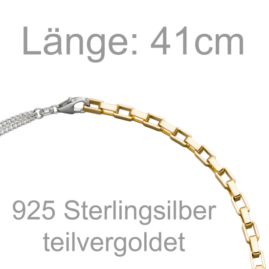 Collier Halskette 925 Sterling Silber bicolor vergoldet 41 cm