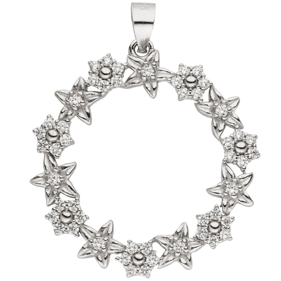 Anhänger Blume 925 Sterling Silber 49 Zirkonia Silberanhänger