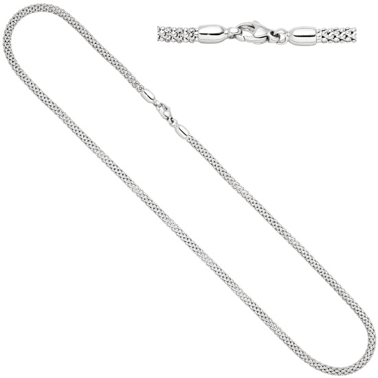 Halskette Popcorn Kette 750 Gold Weißgold 45 cm