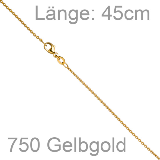 Rund-Ankerkette 750 Gold Gelbgold 1,5 mm 45 cm Kette Halskette Goldkette
