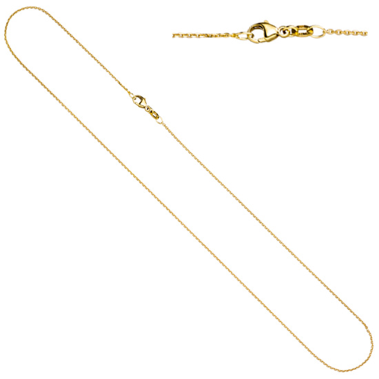Ankerkette 750 Gold Gelbgold diamantiert 1,1 mm 45 cm Kette Halskette Karabiner