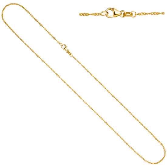 Singapurkette 750 Gold Gelbgold 1,4 mm 45 cm Kette Halskette Goldkette Karabiner