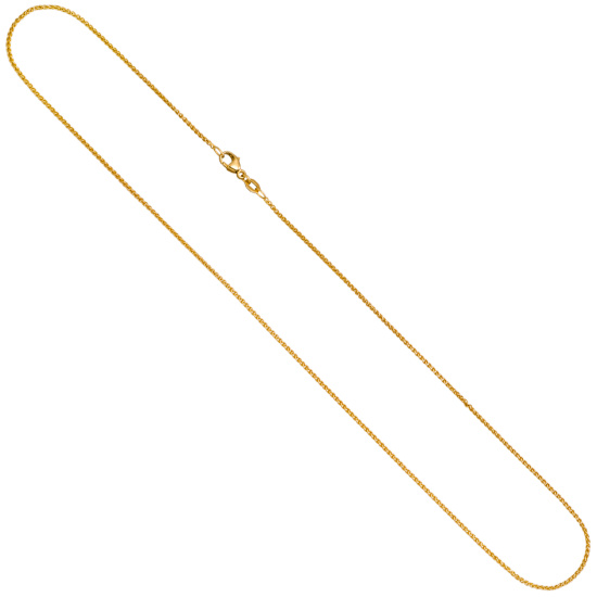 Zopfkette 750 Gold Gelbgold 1,3 mm 45 cm Kette Halskette Goldkette Karabiner