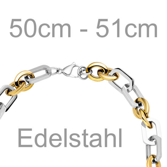 Collier Halskette Edelstahl Bicolor-Optik 51 cm
