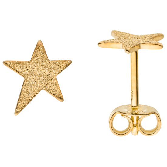 Ohrstecker Stern 375 Gold Gelbgold glitzernd Ohrringe