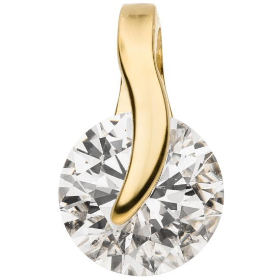 Anhänger 375 Gold Gelbgold 1 Zirkonia