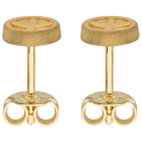Ohrstecker Peace 375 Gold Gelbgold mattiert Ohrringe