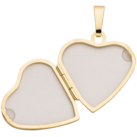 Medaillon Herz 375 Gold Gelbgold bicolor Herzanhänger