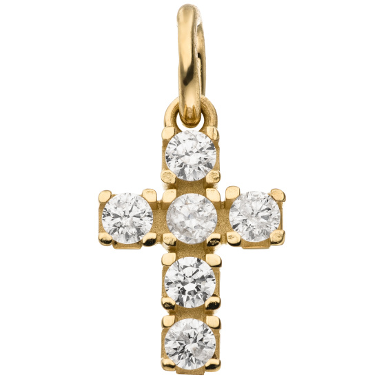 Anhänger Kreuz 375 Gold Gelbgold 6 Zirkonia Kreuzanhänger
