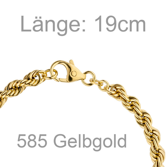 Kordelarmband 585 Gold Gelbgold 3,2 mm 19 cm
