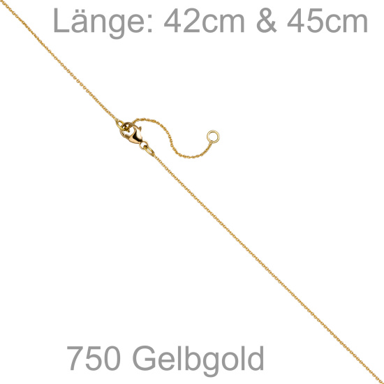 Ankerkette 750 Gold Gelbgold 0,6 mm 45 cm Kette Halskette Karabiner