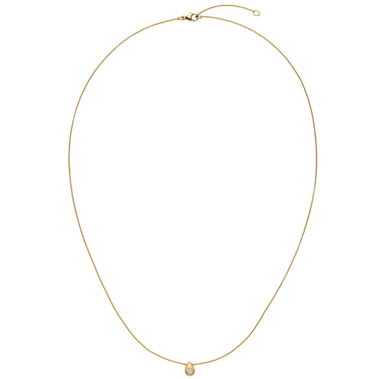 Collier Halskette 750 Gold Gelbgold 1 Diamant Brillant 45 cm