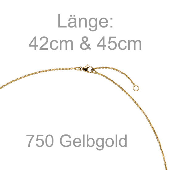 Collier Halskette 750 Gold Gelbgold 6 Diamanten Brillanten 45 cm Kette