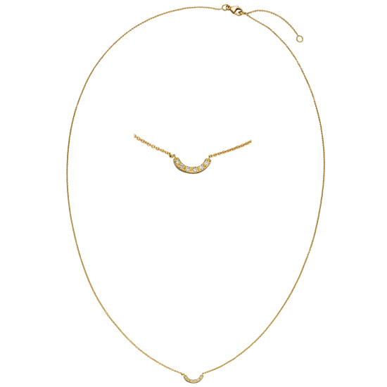 Collier Halskette 750 Gold Gelbgold 6 Diamanten Brillanten 45 cm