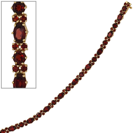Armband 375 Gold Gelbgold 72 Granate rot 18,5 cm Granatarmband