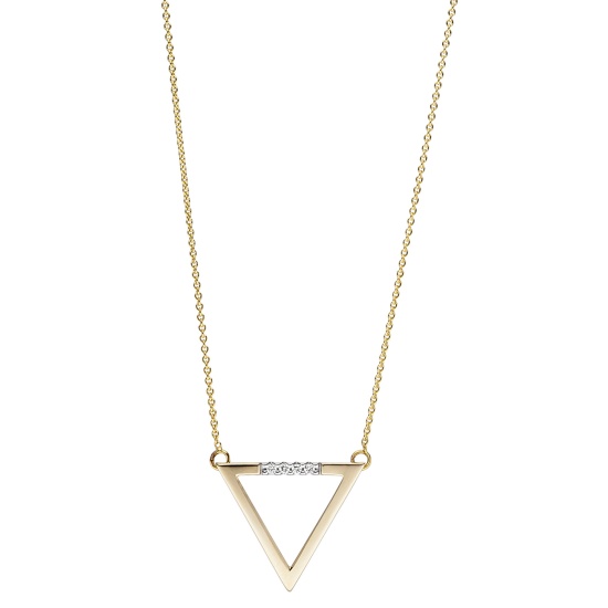 Collier Halskette Dreieck 585 Gold Gelbgold 4 Diamanten Brillanten 42 cm Kette