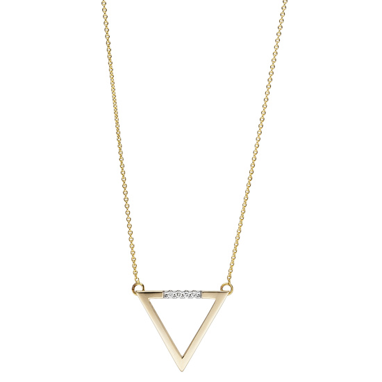 Collier Halskette Dreieck 585 Gold Gelbgold 4 Diamanten Brillanten 42 cm Kette