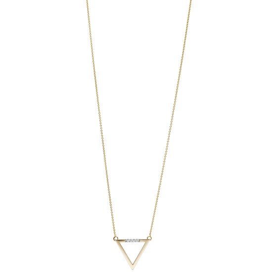 Collier Halskette Dreieck 585 Gold Gelbgold 4 Diamanten Brillanten 42 cm Kette