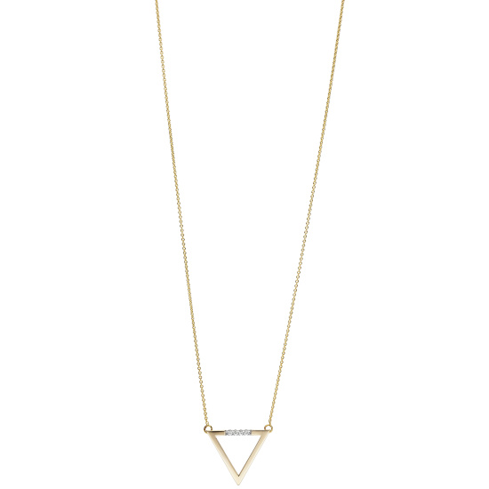 Collier Halskette Dreieck 585 Gold Gelbgold 4 Diamanten Brillanten 42 cm Kette