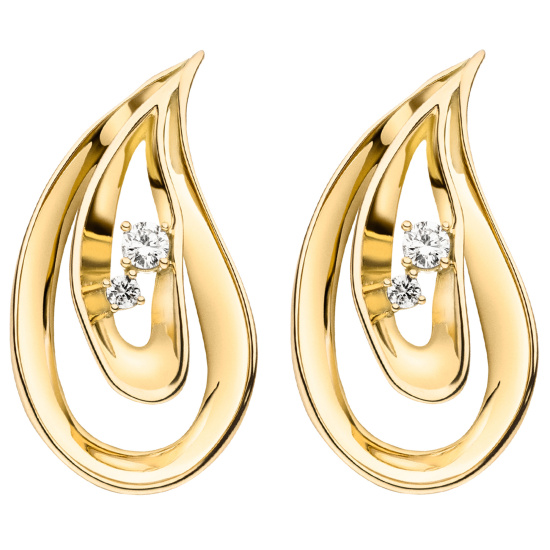 Ohrstecker Tropfen 585 Gold Gelbgold 4 Diamanten Brillanten