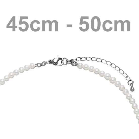 Halskette Kette Muschelkern Perlen weiß 4 mm 50 cm