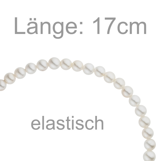 Armband Muschelkern Perlen weiß 4 mm 17 cm Perlenarmband