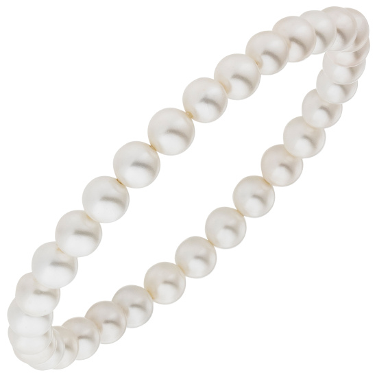 Armband Muschelkern Perlen weiß 6 mm 17 cm Perlenarmband