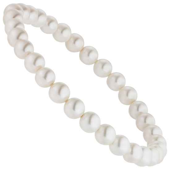 Armband Muschelkern Perlen weiß 6 mm 17 cm Perlenarmband