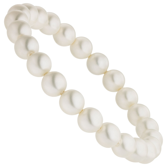 Armband Muschelkern Perlen weiß 8 mm 17 cm Perlenarmband