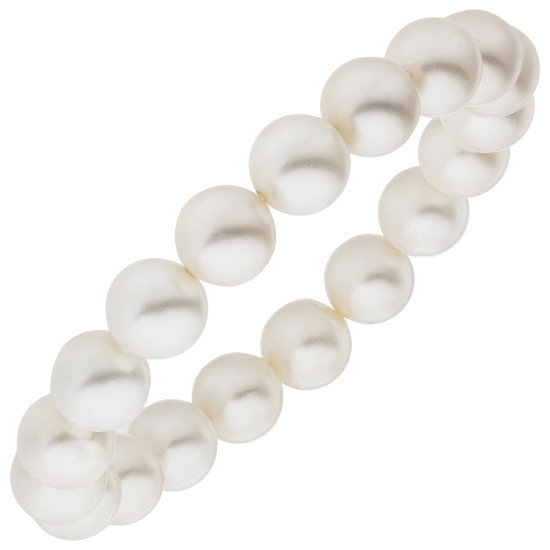 Armband Muschelkern Perlen weiß 10 mm 17 cm Perlenarmband