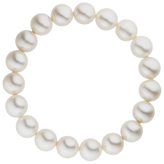Armband Muschelkern Perlen weiß 10 mm 17 cm Perlenarmband